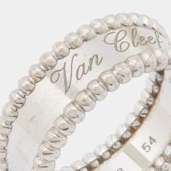 Van Cleef & Arpels Perlée Signature 18k White Gold Band Ring Size 54
