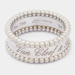 Van Cleef & Arpels Perlée Signature 18k White Gold Band Ring Size 54