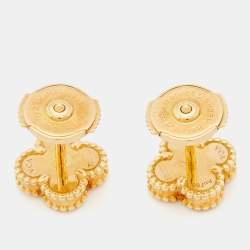 Pre Owned Van Cleef & Arpels Sweet Alhambra Mother of Pearl 18k Yellow Gold Stud Earrings