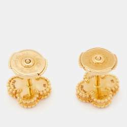Pre Owned Van Cleef & Arpels Sweet Alhambra Mother of Pearl 18k Yellow Gold Stud Earrings