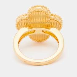 Van Cleef & Arpels Magic Alhambra Malachite 18k Yellow Gold Ring Size 53