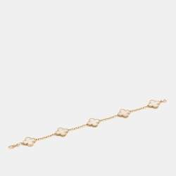 Pre Owned Van Cleef & Arpels Vintage Alhambra Mother of Pearl 18k Yellow Gold Station Bracelet
