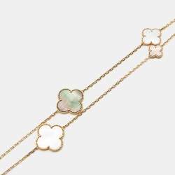 مملوكة مسبقًا Van Cleef & Arpels Magic Alhambra 16 Motif Mother of Pearl Onyx 18k Yellow Gold Long Station Necklace