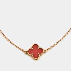 Pre Owned Van Cleef & Arpels Sweet Alhambra Carnelian 18k Rose Gold Bracelet