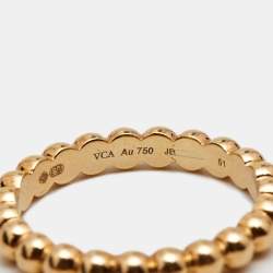Van Cleef & Arpels Medium Perlée Pearls 18K Yellow Gold Ring Size 51