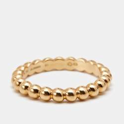 Van Cleef & Arpels Medium Perlée Pearls 18k Yellow Gold Ring Size 51