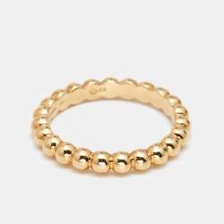 Van Cleef & Arpels Medium Perlée Pearls 18k Yellow Gold Ring Size 51