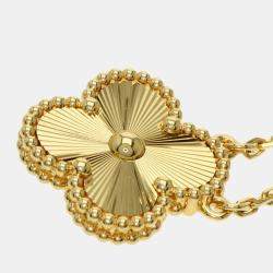 Pre Owned Van Cleef & Arpels Guilloché Long  Magic Alhambra 18K Yellow Gold Necklace