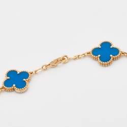 مملوكة مسبقً ا Van Cleef & Arpels Vintage Alhambra Agate 10 Motif 18k Yellow Gold Station Necklace