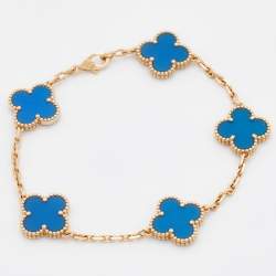 مملوكة مسبقًا سوار فان كليف أند أربلز ستيشن فينتدج ألامبرا ذهب أصفر عيار 18 وعقيق 5 حليات