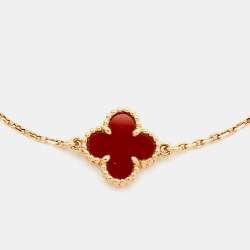 Pre Owned Van Cleef & Arpels Sweet Alhambra Carnelian 18k Rose Gold Bracelet