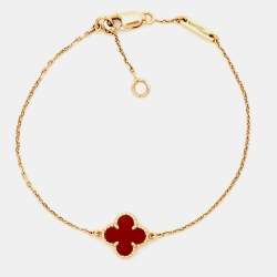 Pre Owned Van Cleef & Arpels Sweet Alhambra Carnelian 18k Rose Gold Bracelet