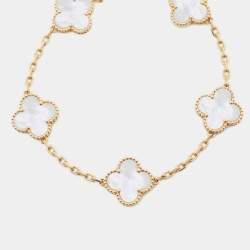 مملوكة مسبقًا Van Cleef & Arpels Vintage Alhambra Mother of Pearl 18k Yellow Gold Station Bracelet