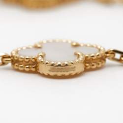 Pre Owned Van Cleef & Arpels Vintage Alhambra Mother of Pearl 18k Yellow Gold Station Bracelet