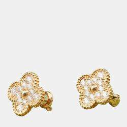 مملوكة مسبقًا Van Cleef & Arpels Vintage Alhambra Diamond 18K Rose Gold Earrings