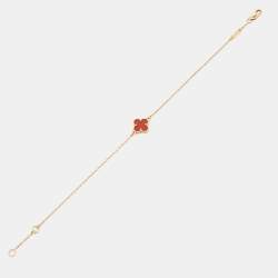 مملوكة مسبقًا Van Cleef & Arpels Sweet Alhambra Carnelian 18k Rose Gold Bracelet