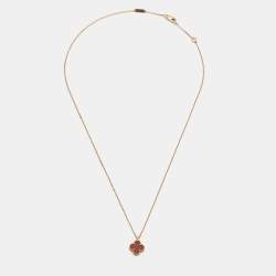 Pre Owned Van Cleef & Arpels Sweet Alhambra Carnelian 18k Rose Gold Pendant Necklace