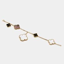 Pre Owned Van Cleef & Arpels Magic Alhambra Mother of Pearl Onyx 18k Yellow Gold Bracelet