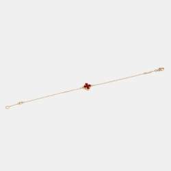 Pre Owned Van Cleef & Arpels Sweet Alhambra Carnelian 18k Rose Gold Bracelet