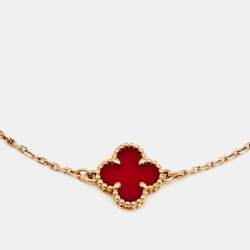 Pre Owned Van Cleef & Arpels Sweet Alhambra Carnelian 18k Rose Gold Bracelet