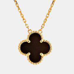 Pre Owned Van Cleef & Arpels Onyx Vintage Alhambra Pendant