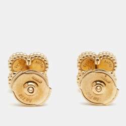 Pre Owned Van Cleef & Arpels Sweet Alhambra Mother of Pearl 18k Yellow Gold Stud Earrings