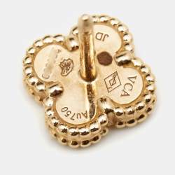 Pre Owned Van Cleef & Arpels Sweet Alhambra Mother of Pearl 18k Yellow Gold Stud Earrings