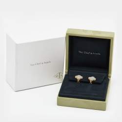 Pre Owned Van Cleef & Arpels Vintage Alhambra Mother of Pearl  18k Yellow Gold Earrings