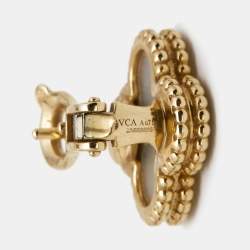 Pre Owned Van Cleef & Arpels Vintage Alhambra Mother of Pearl  18k Yellow Gold Earrings