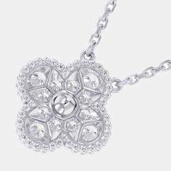 مملوكة مسبقًا Van Cleef & Arpels 18K Vintage Alhambra 18K White Gold Diamond Necklace