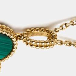 Pre Owned Van Cleef & Arpels Magic Alhambra Malachite 18k Yellow Gold Pendant Necklace