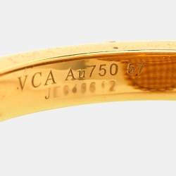 Pre Owned Van Cleef & Arpels Magic Alhambra Malachite 18k Yellow Gold Ring Size 57