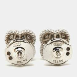 Pre Owned Van Cleef & Arpels Sweet Alhambra Diamond 18K White Gold Stud Earrings