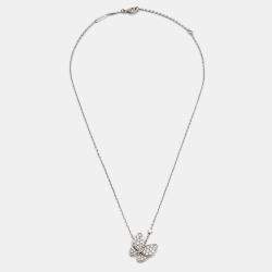 Pre Owned Van Cleef & Arpels Butterfly Diamonds 18k White Gold Necklace