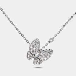 Pre Owned Van Cleef & Arpels Butterfly Diamonds 18k White Gold Necklace