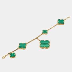 Pre Owned Van Cleef & Arpels Magic Alhambra Malachite 18K Yellow Gold Bracelet