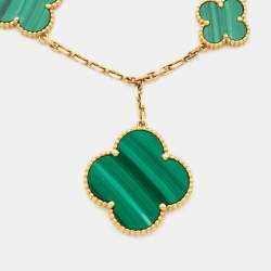 Pre Owned Van Cleef & Arpels Magic Alhambra Malachite 18K Yellow Gold Bracelet