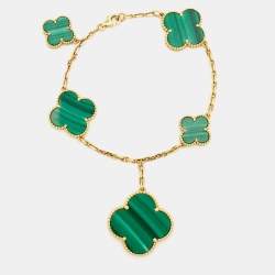 Pre Owned Van Cleef & Arpels Magic Alhambra Malachite 18K Yellow Gold Bracelet