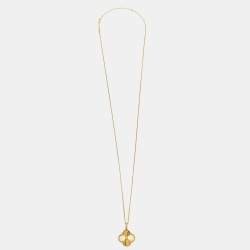 Pre Owned Van Cleef & Arpels Magic Alhambra Guilloché 18k Yellow Gold Pendant Necklace