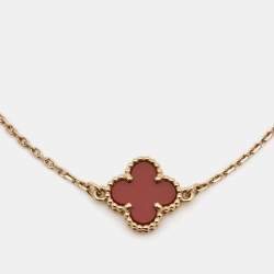 Pre Owned Van Cleef & Arpels Sweet Alhambra Carnelian 18k Rose Gold Bracelet