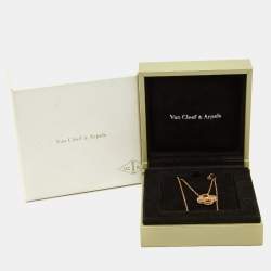 Pre Owned Van Cleef & Arpels Vintage Alhambra Guilloché 18k Yellow Gold Pendant Necklace