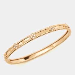 Pre Owned Van Cleef & Arpels Perlée Sweet Clovers Diamonds 18k Rose Gold Narrow Bracelet L