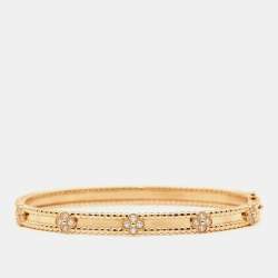 Pre Owned Van Cleef & Arpels Perlée Sweet Clovers Diamonds 18k Rose Gold Narrow Bracelet L