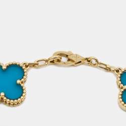 Pre Owned سوار فان كليف أند أربلز ستيشن فينتدج ألامبرا ذهب أصفر عيار 18 وعقيق 5 حليات