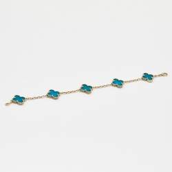 Pre Owned سوار فان كليف أند أربلز ستيشن فينتدج ألامبرا ذهب أصفر عيار 18 وعقيق 5 حليات