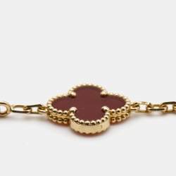 مملوكة مسبقًا Van Cleef & Arpels Vintage Alhambra Carnelian 18k Yellow Gold Necklace