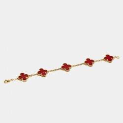 مملوكة مسبقًا Van Cleef & Arpels Vintage Alhambra Carnelian 18k Yellow Gold Bracelet