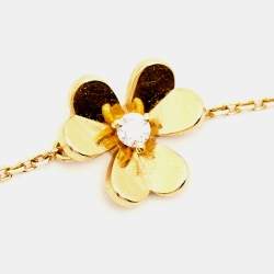 Pre Owned Van Cleef & Arpels Frivole Diamond 18k Yellow Gold Mini Model Bracelet