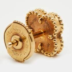 Pre Owned Van Cleef & Arpels Sweet Alhambra Mother of Pearl 18K Yellow Gold Stud Earrings