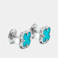 مملوكة مسبقًا Van Cleef & Arpels Sweet Alhambra Turquoise 18K White Gold Stud Earrings